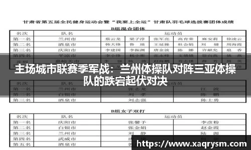 主场城市联赛季军战：兰州体操队对阵三亚体操队的跌宕起伏对决